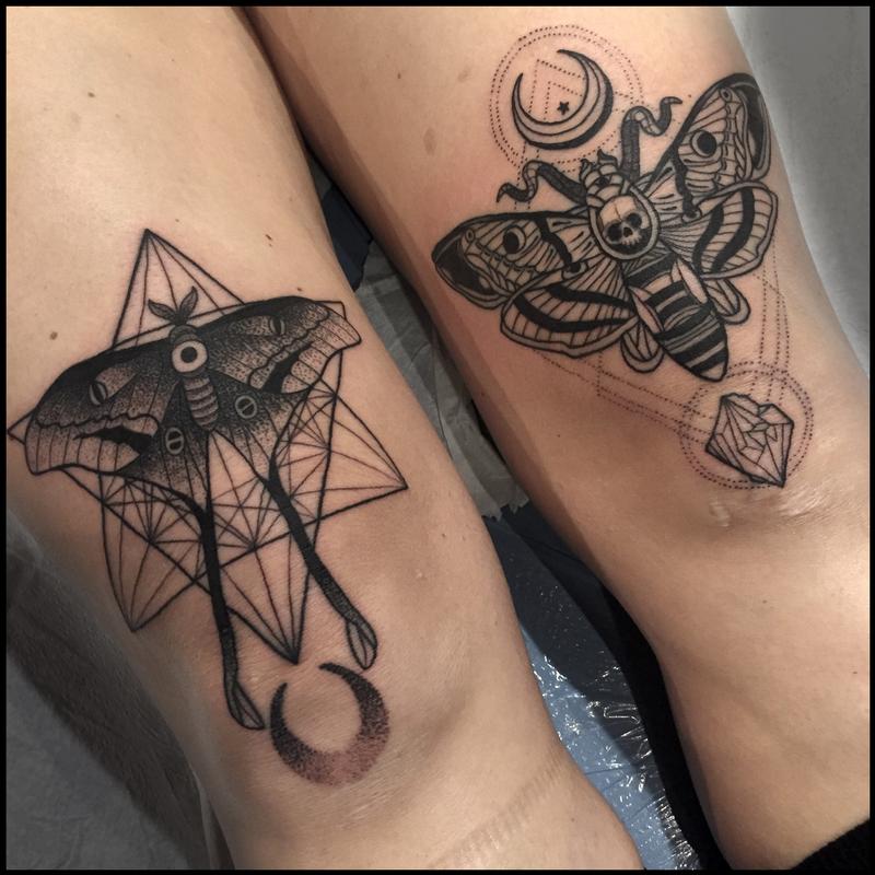 Luna moth and Death's Head moth with geometric shapes by Eddie Zavala ...
